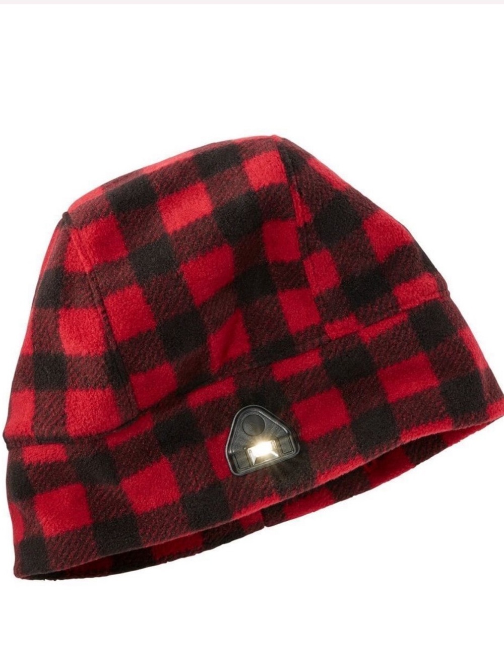L.L. Bean Hat Light Up Beanie Pathfinder Plaid Red Black NEW